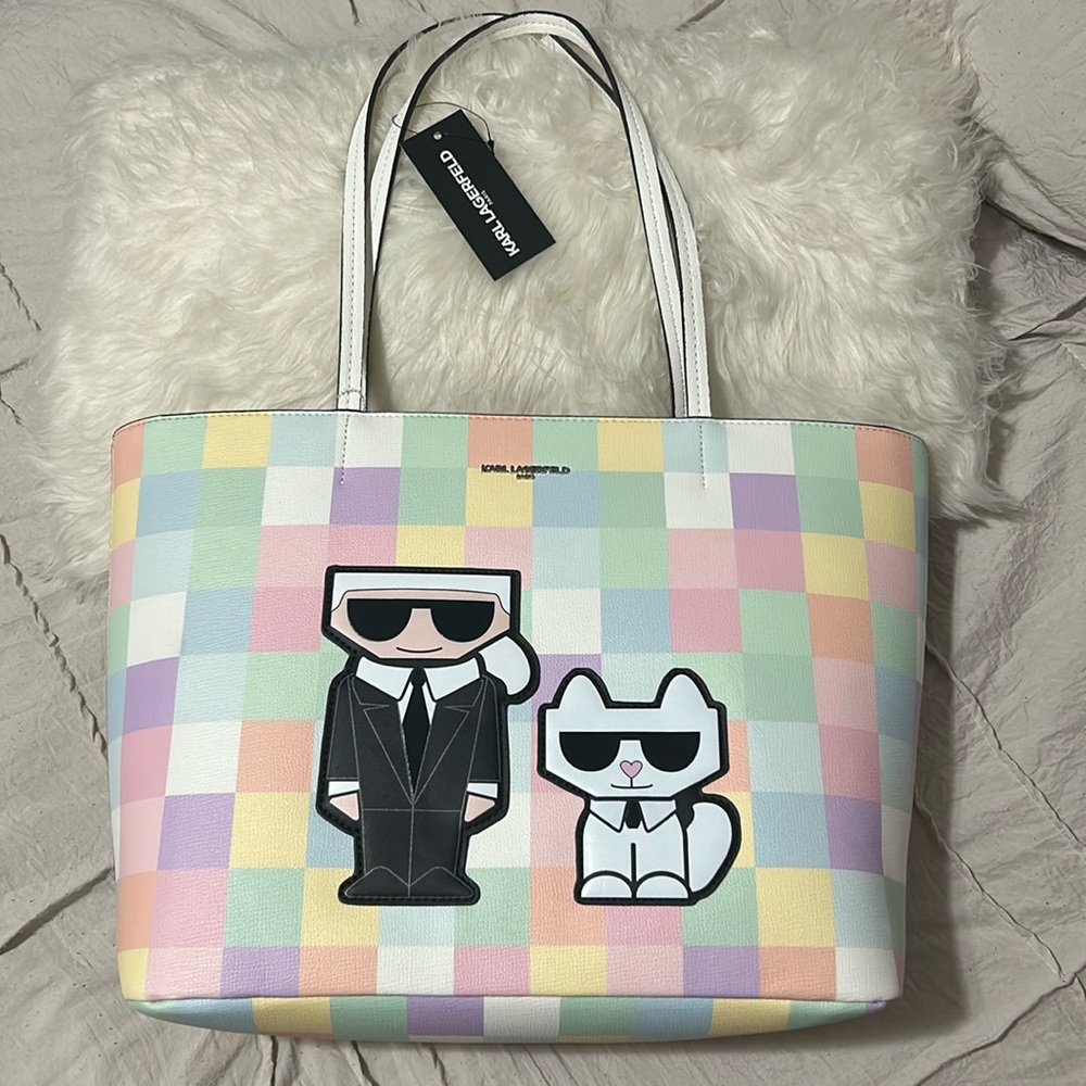 ‼️❌FINAL PRICE DROP❌‼️Karl Lagerfeld Blush Combo PASTEL Checker Bag NWT!